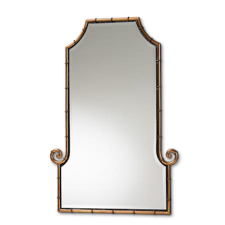 Baxton Studio Layan Glamourous Hollywood Regency Style Gold Finished Metal Bamboo Inspired Accent Wall Mirror 177-11072-Zoro